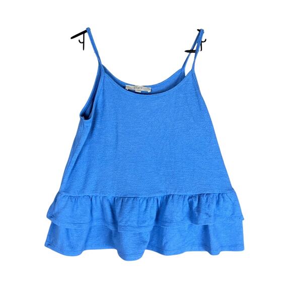 Loft Womens Shirt Blue Peplum Tank Lightweight Stretch Medium - Picture 1 of 10